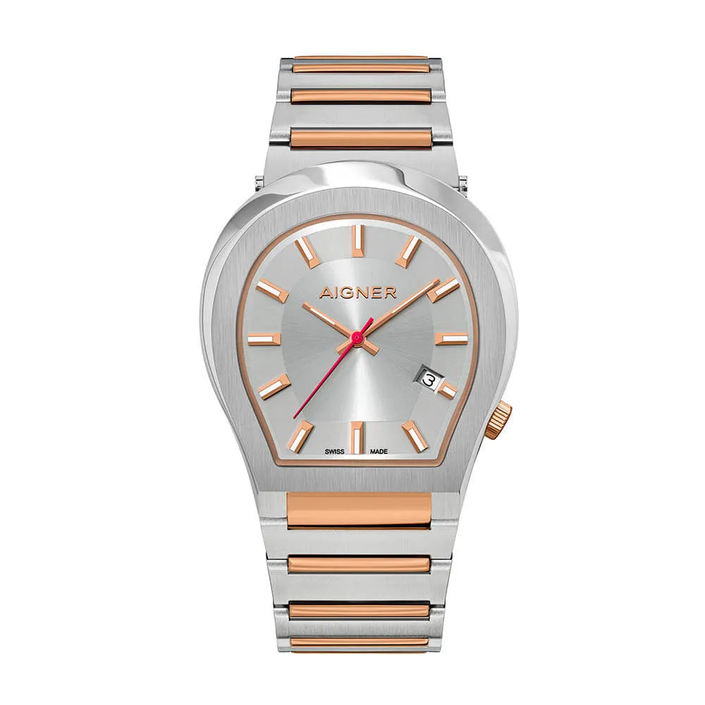 Aigner Milano Men'sSilver Dial Silver Rose Gold Watch