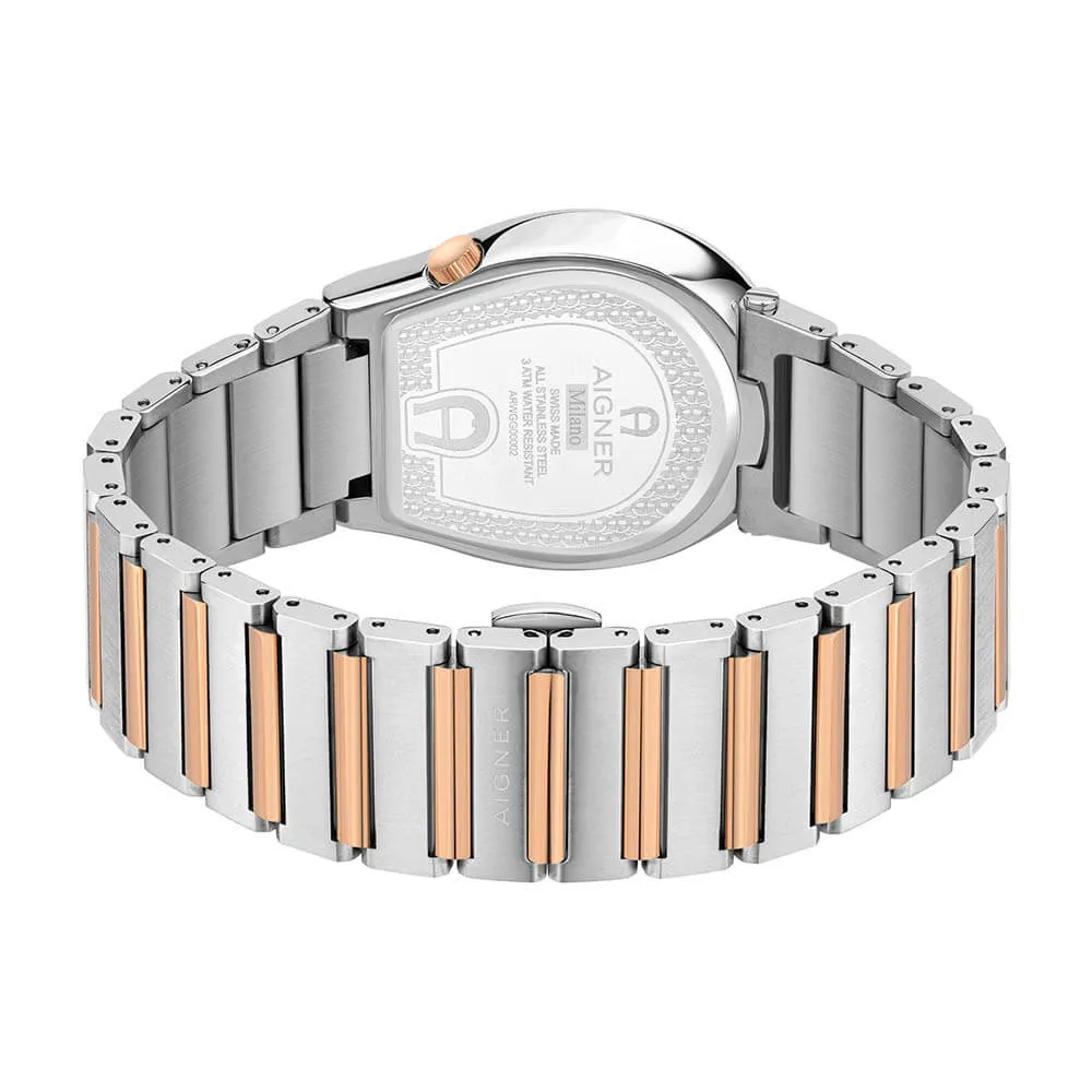Aigner Milano Men'sSilver Dial Silver Rose Gold Watch