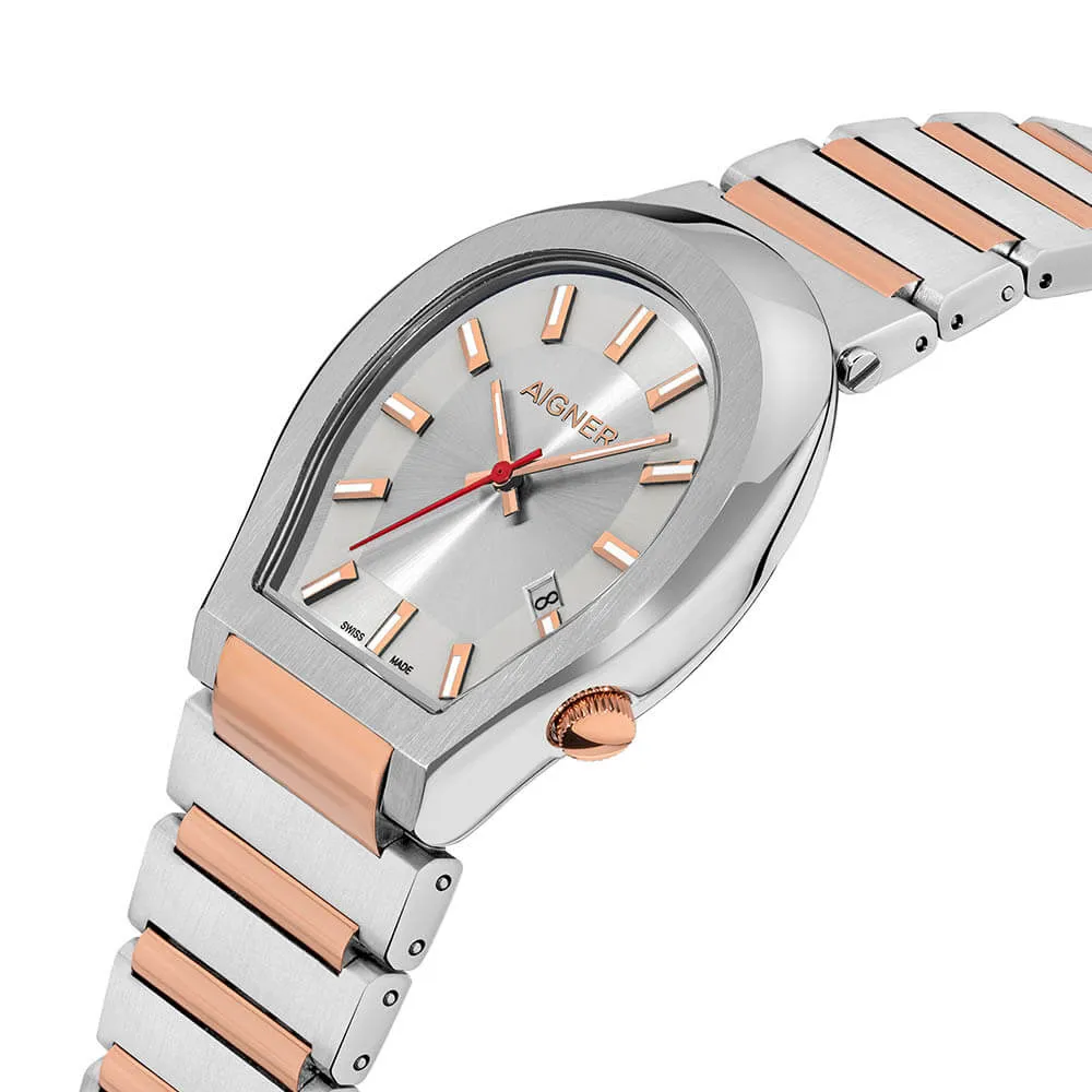 Aigner Milano Men'sSilver Dial Silver Rose Gold Watch