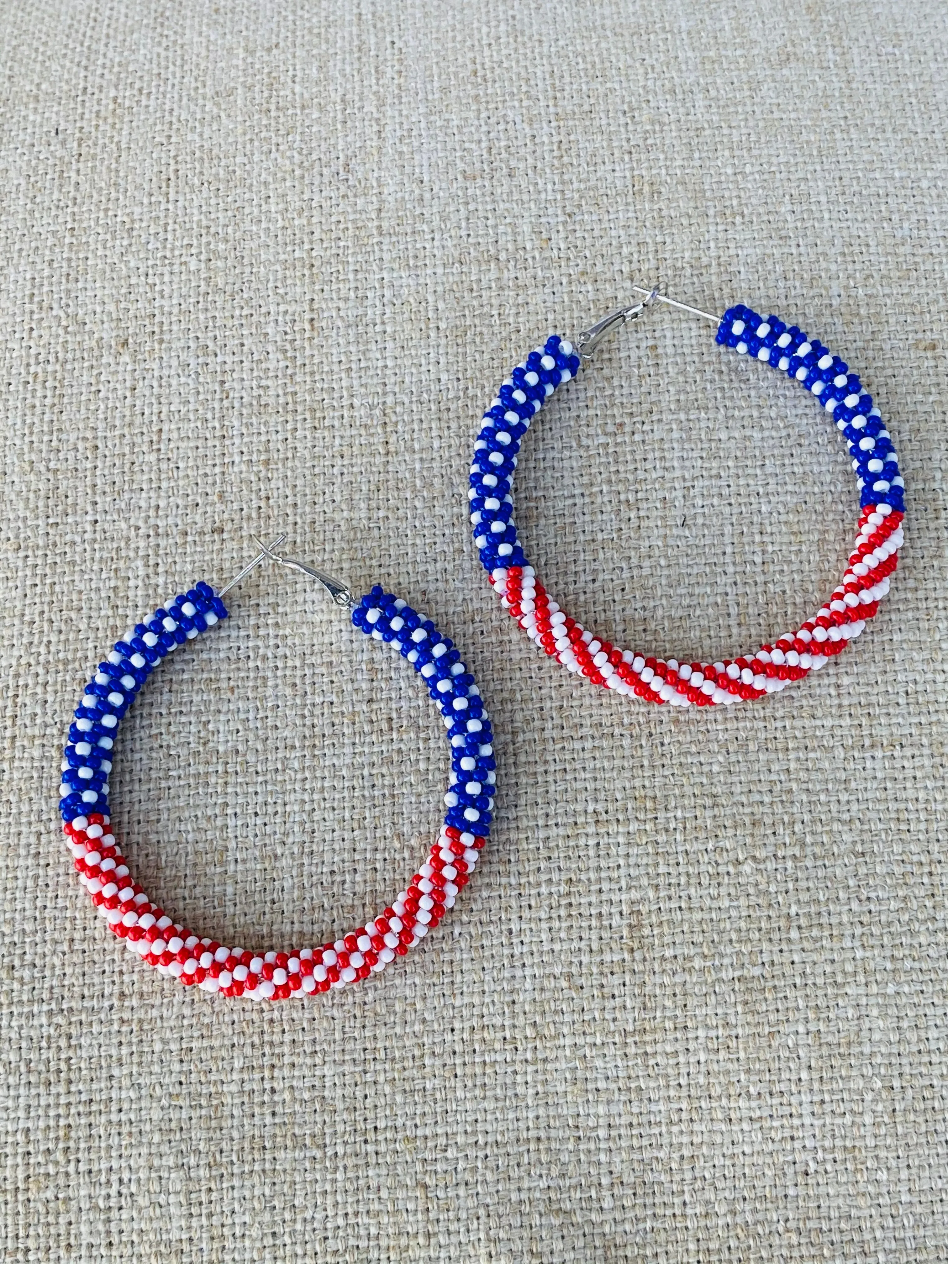 American Flag Hoop Earrings