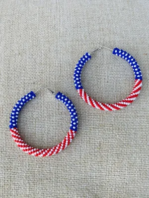American Flag Hoop Earrings