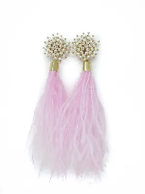 Angel Feather Earrings-Peony Pink