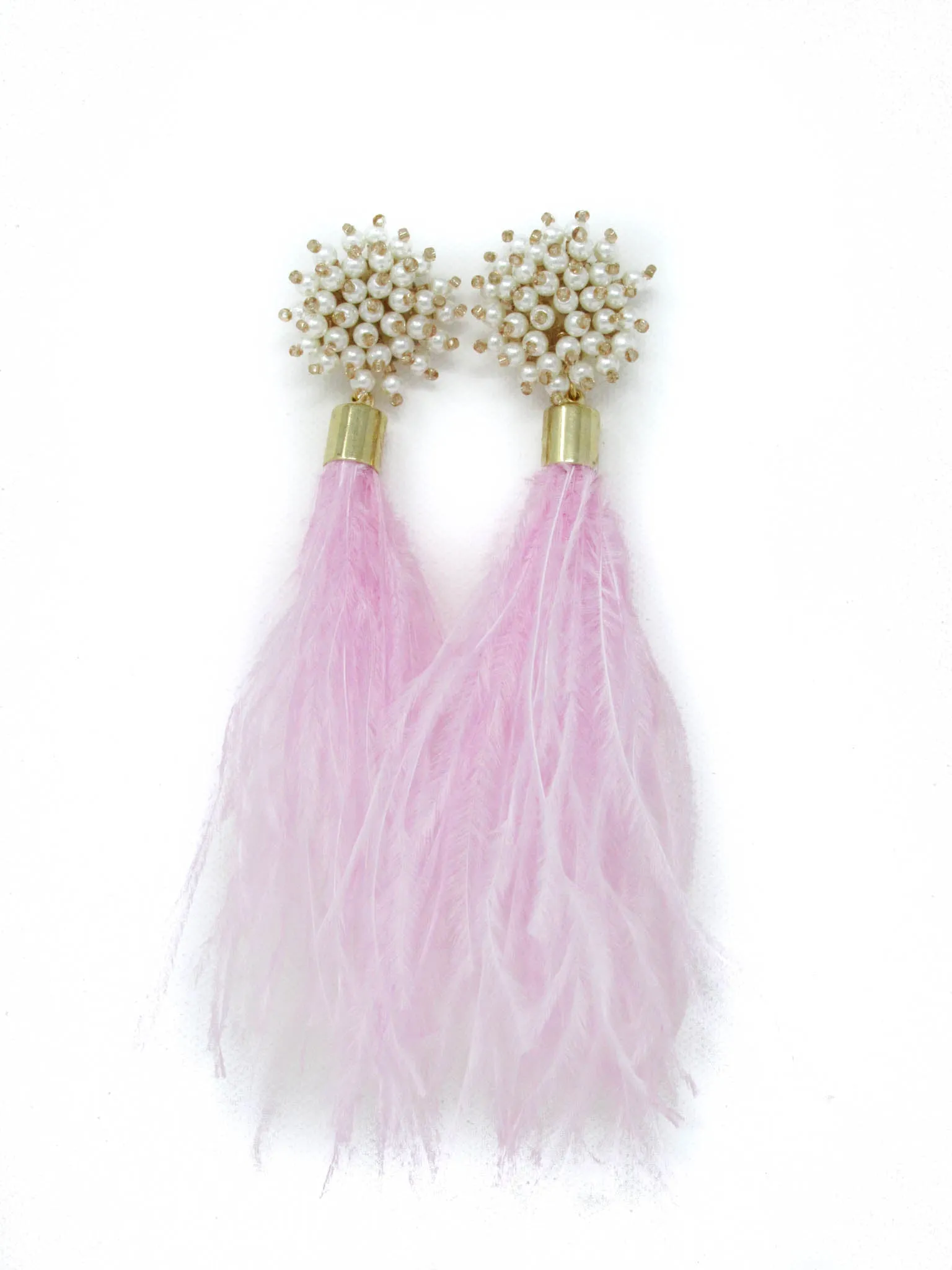 Angel Feather Earrings-Peony Pink