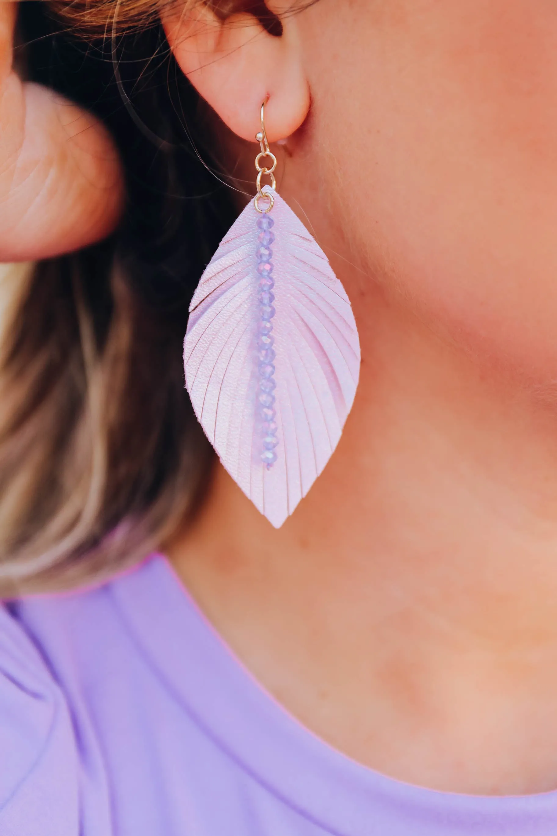 Annalise Feather Earrings - Lavender