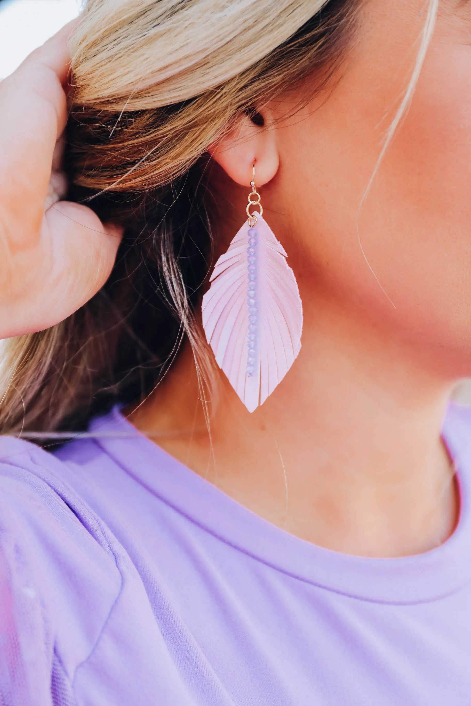 Annalise Feather Earrings - Lavender