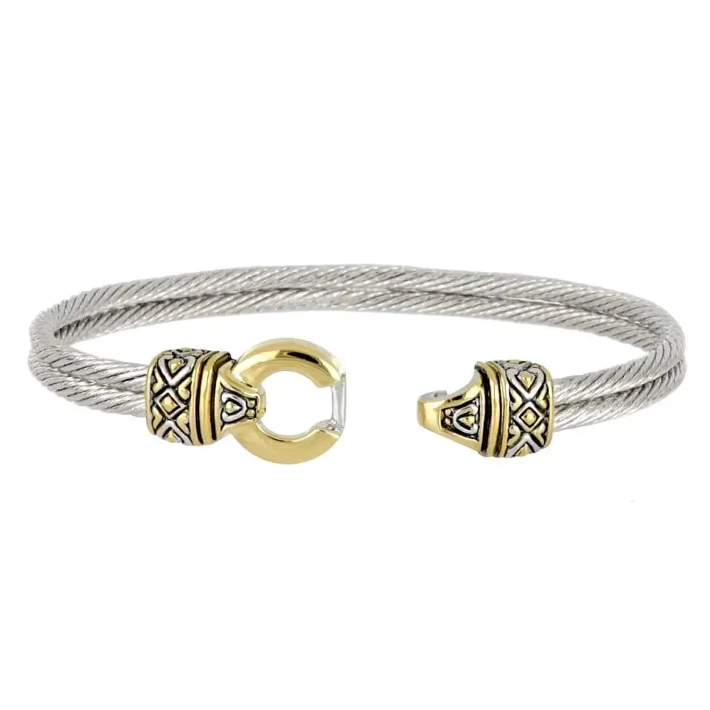 Antiqua Collection - Gold Circle Double-Wire Bracelet