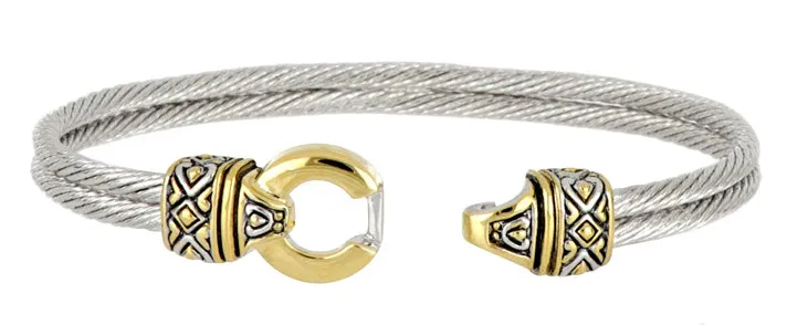 Antiqua Gold Circle Double Wire Bracelet