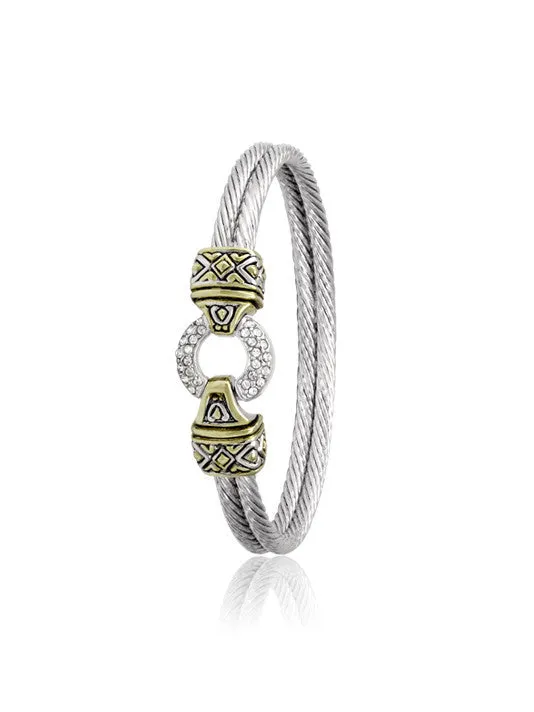 Antiqua Pavé Circle Double Wire Bracelet