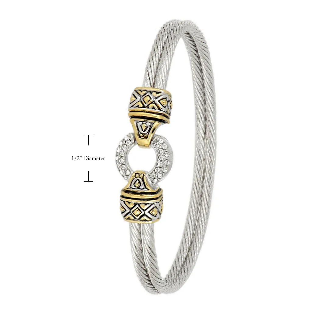 Antiqua Pavé Circle Double Wire Bracelet