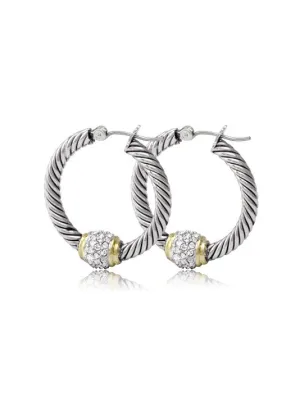 Antiqua Pavé Twisted Wire Hoop Earrings