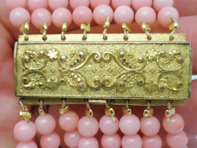 Antique Peach Coral Pinchbeck Bracelet