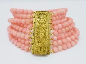 Antique Peach Coral Pinchbeck Bracelet