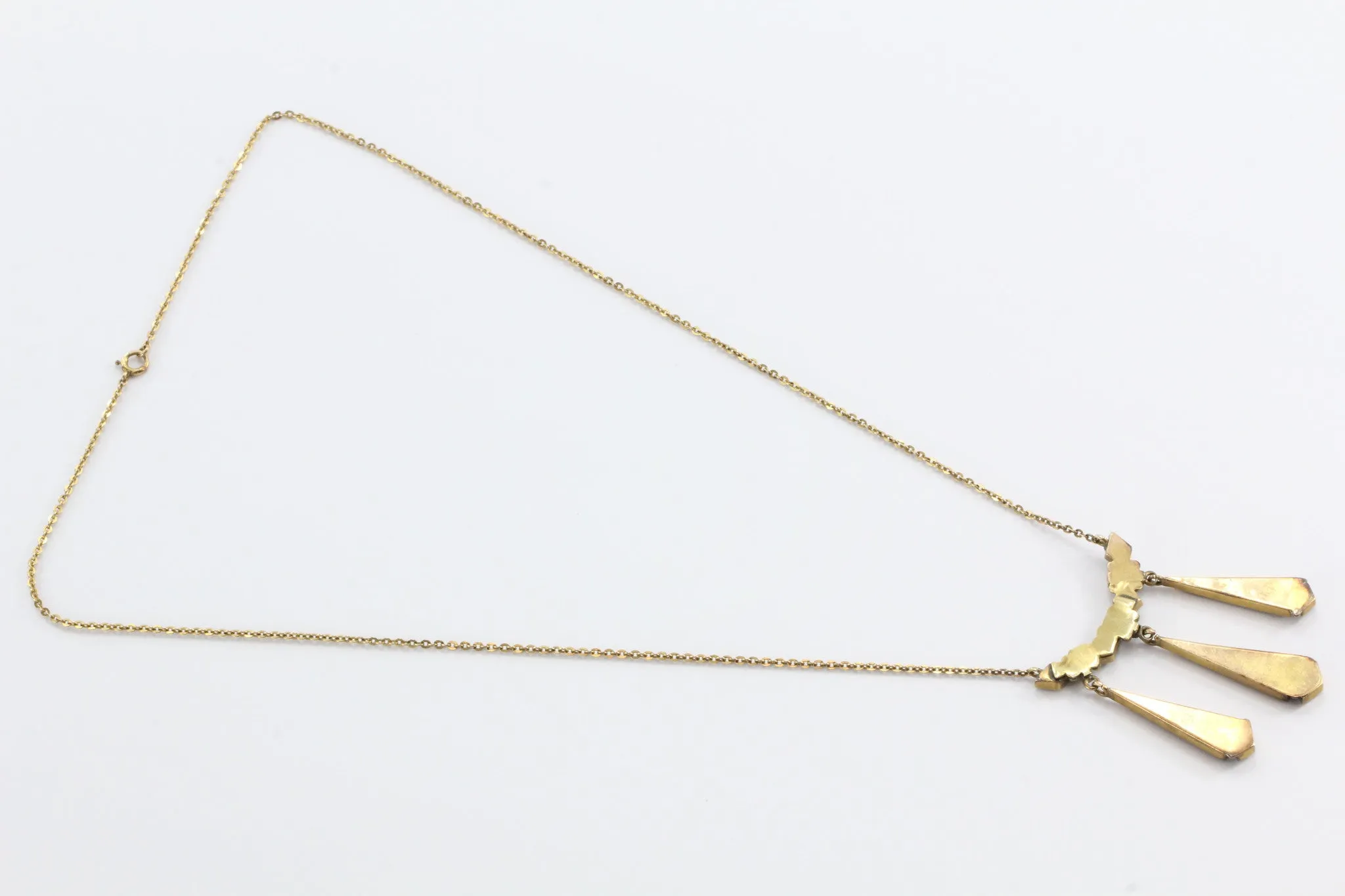 Antique Victorian 14K Gold & Black Jet Mourning Necklace