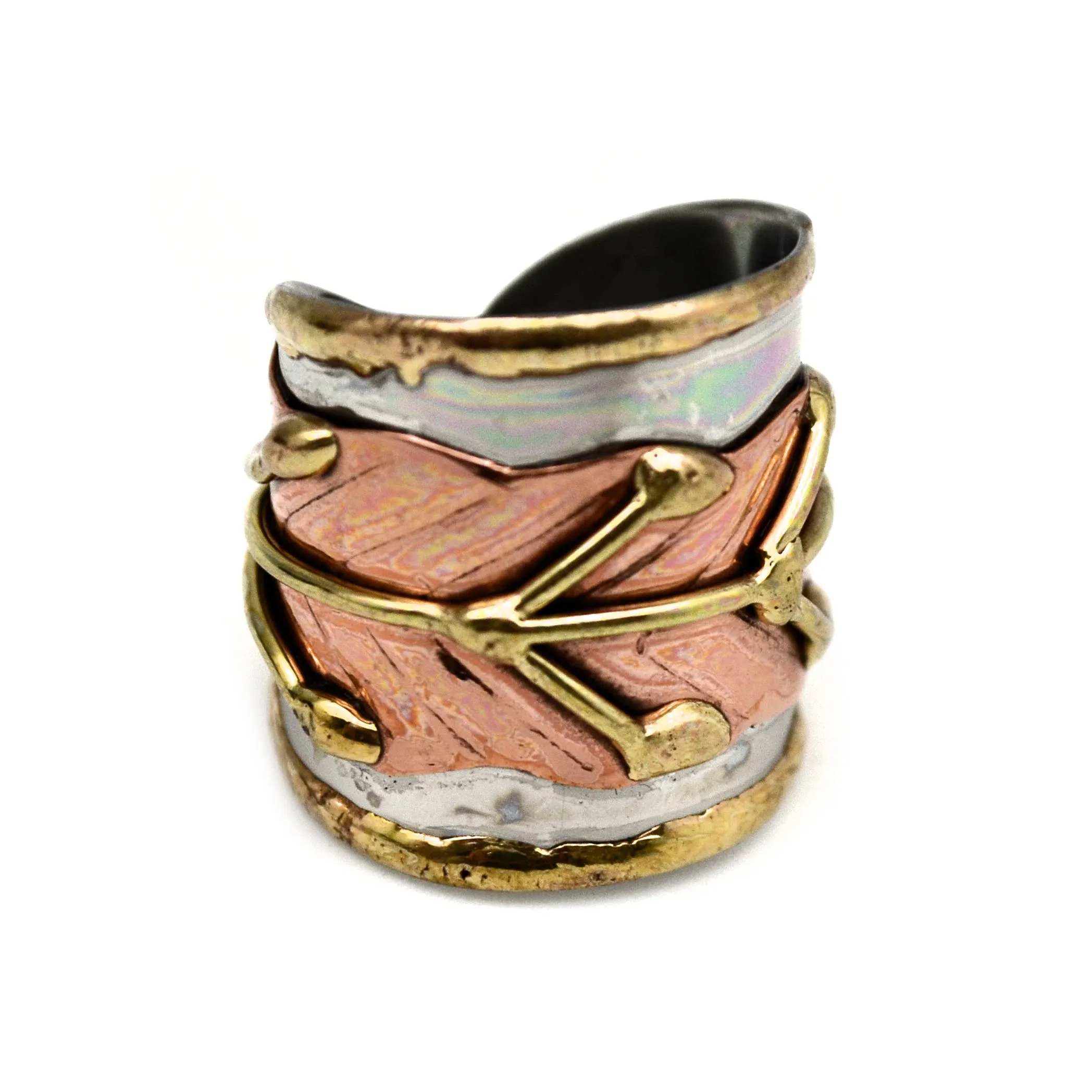 Arrow Mixed Metal Cuff Ring
