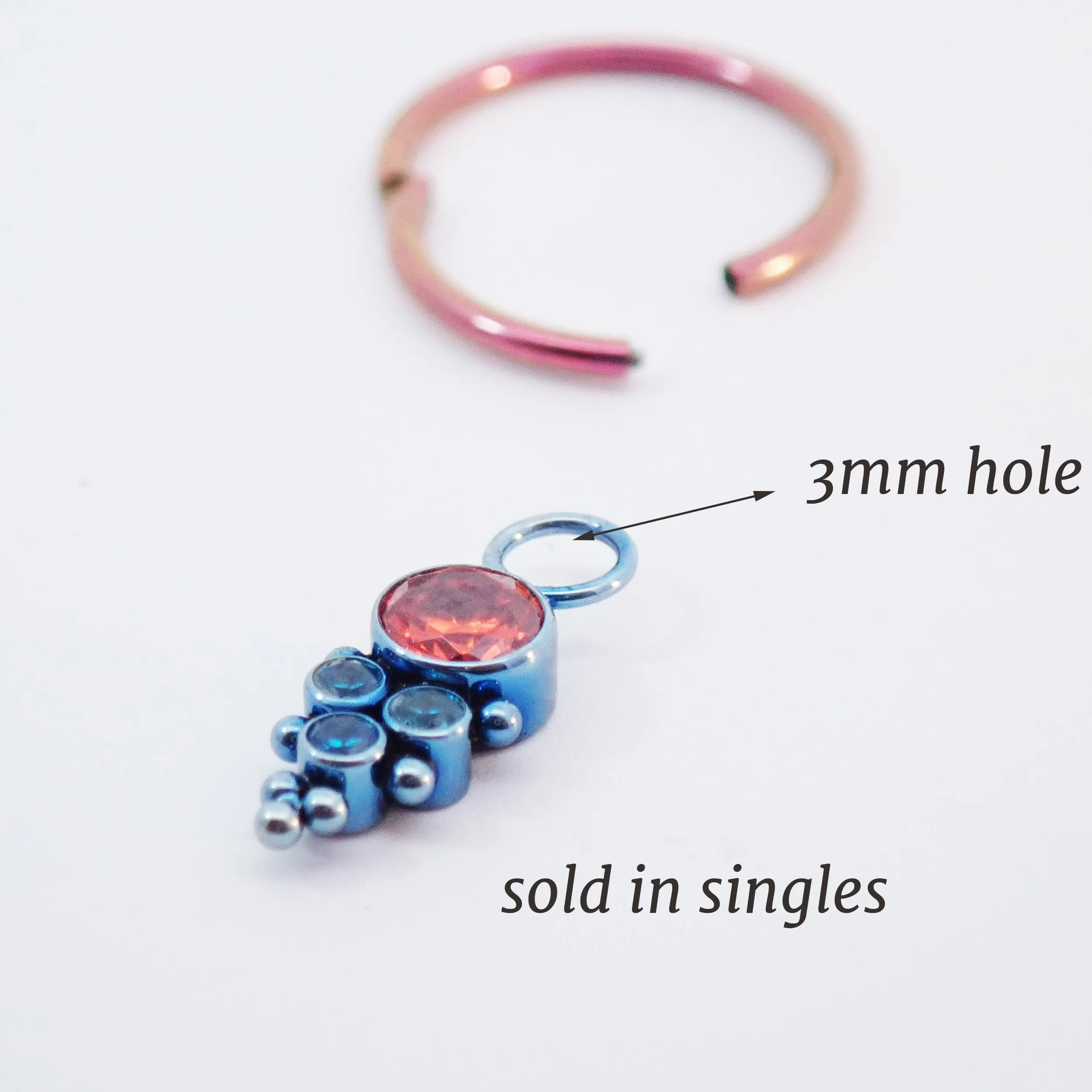 Assorted CZ Charm Colors Titanium