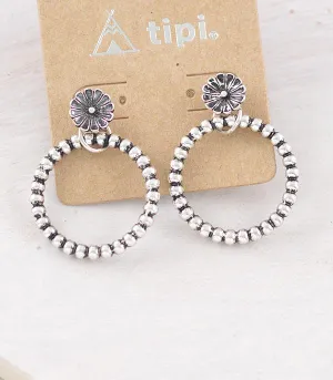 Avery Flower Post Beaded Hoop Earrings