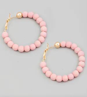 Ball Beaded Latch Hoop Earrings