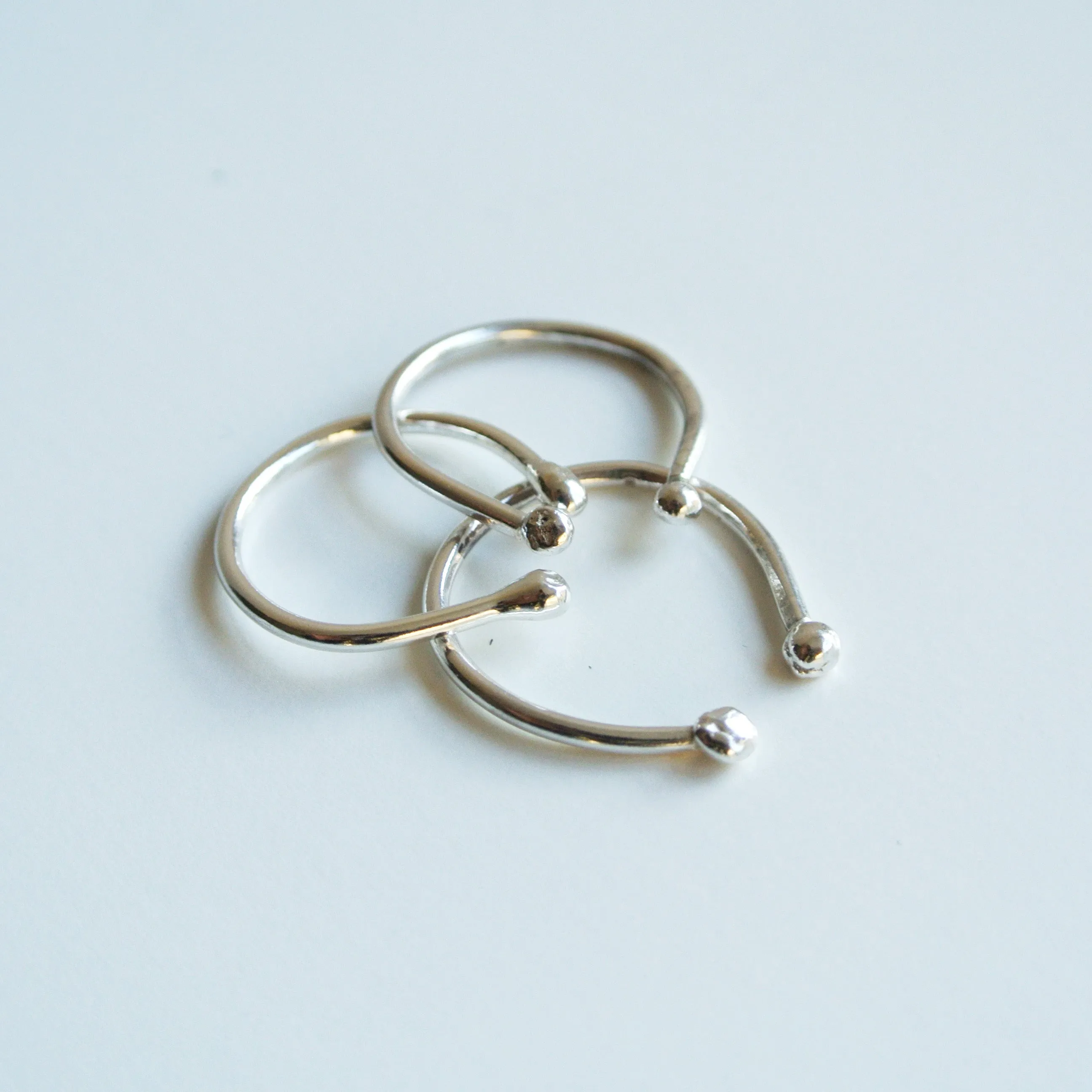 Ball Stacking Argentium Silver Adjustable Ring - Nickel Free