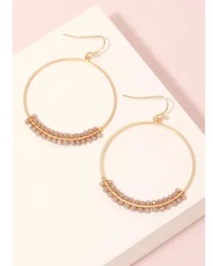 Beaded Hoop Dangle Earrings- Natural