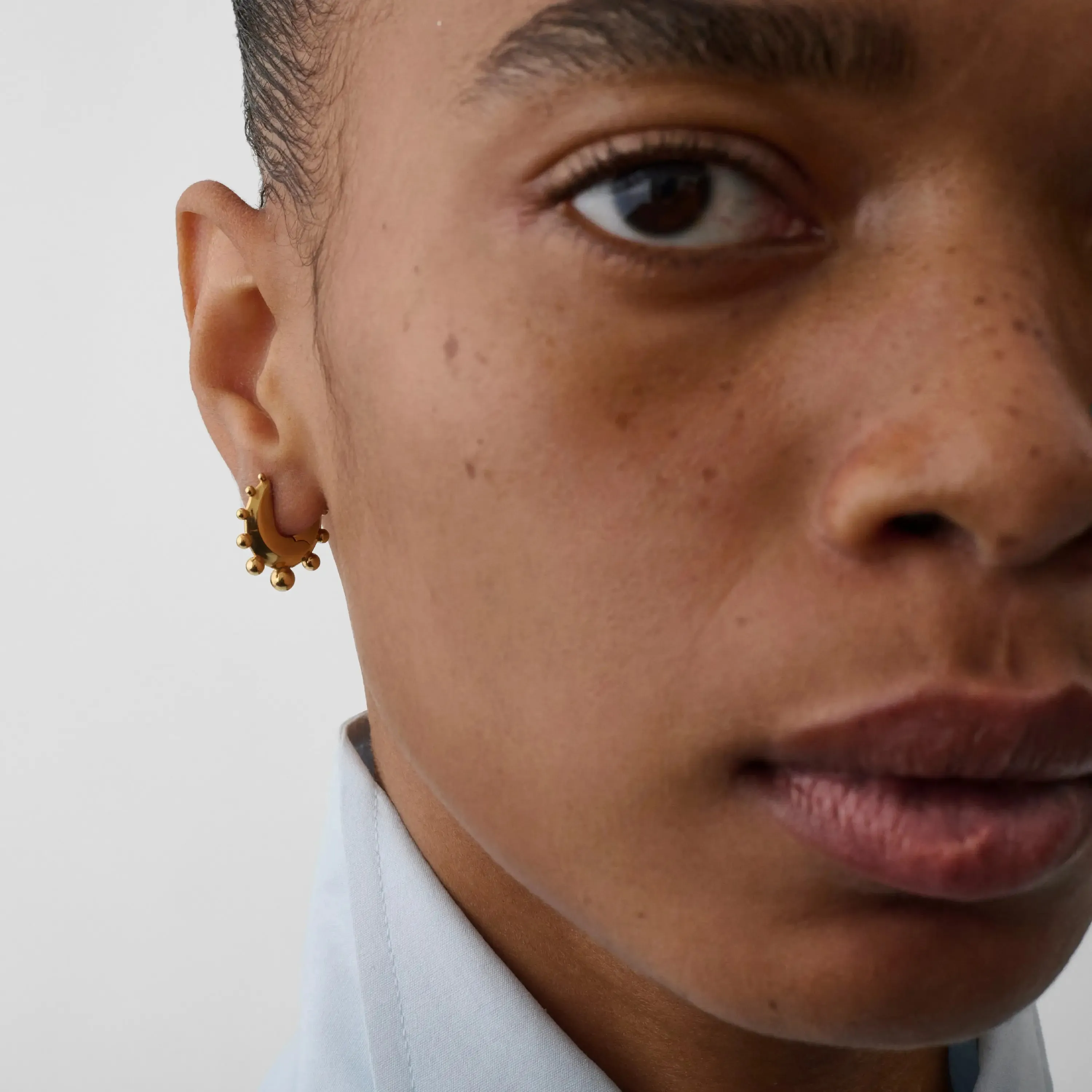 BEADED HOOP EARRINGS SMALL | gold plated sterling silver