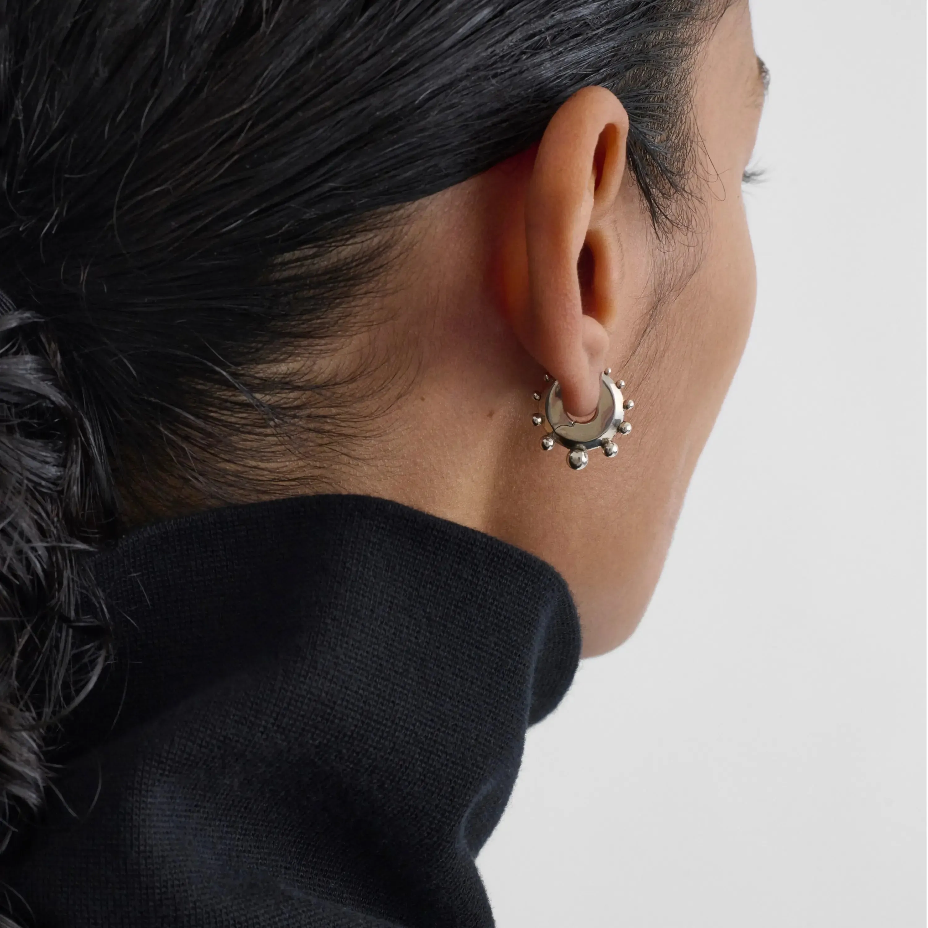 BEADED HOOP EARRINGS SMALL | sterling silver
