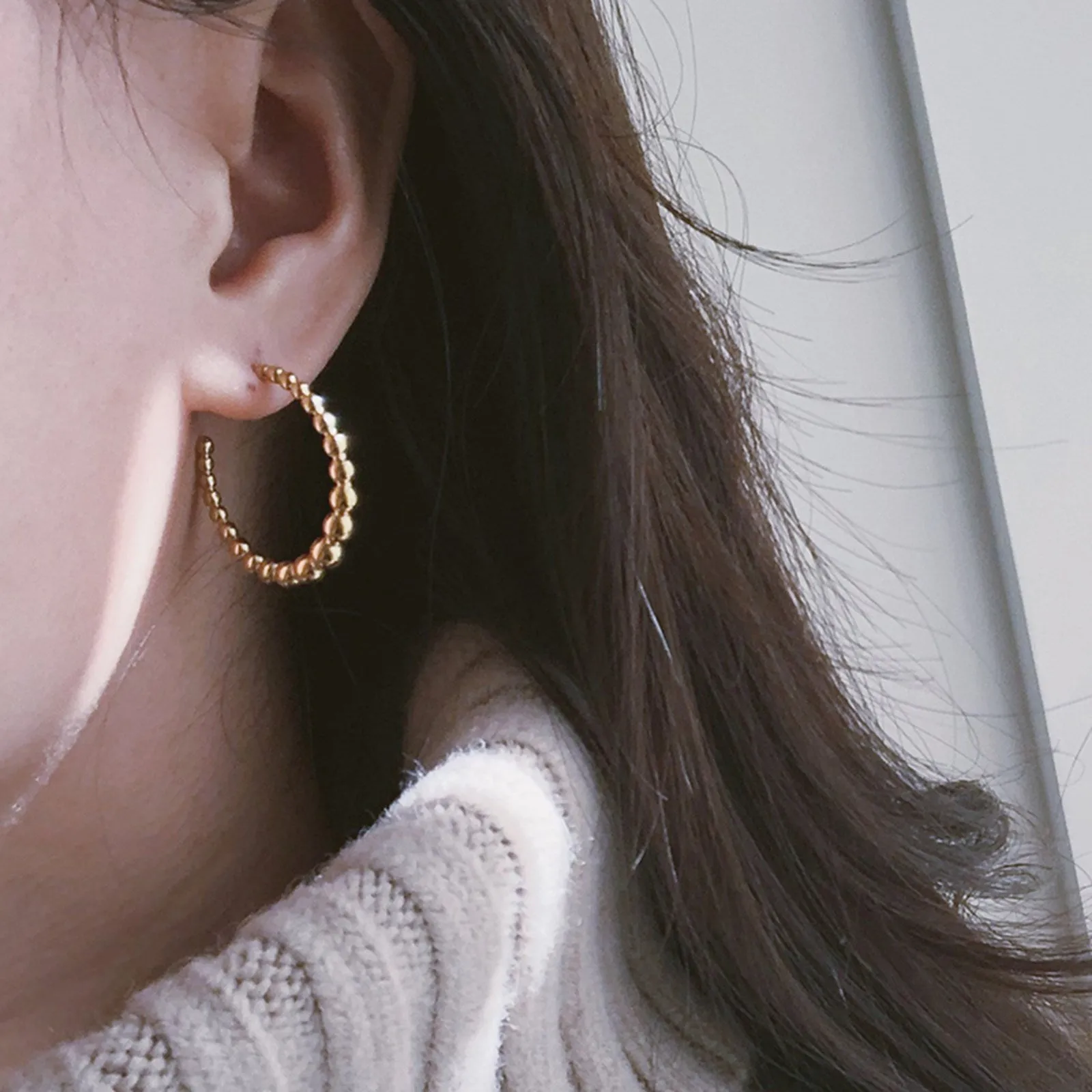 Beaded Large Hoop Earrings