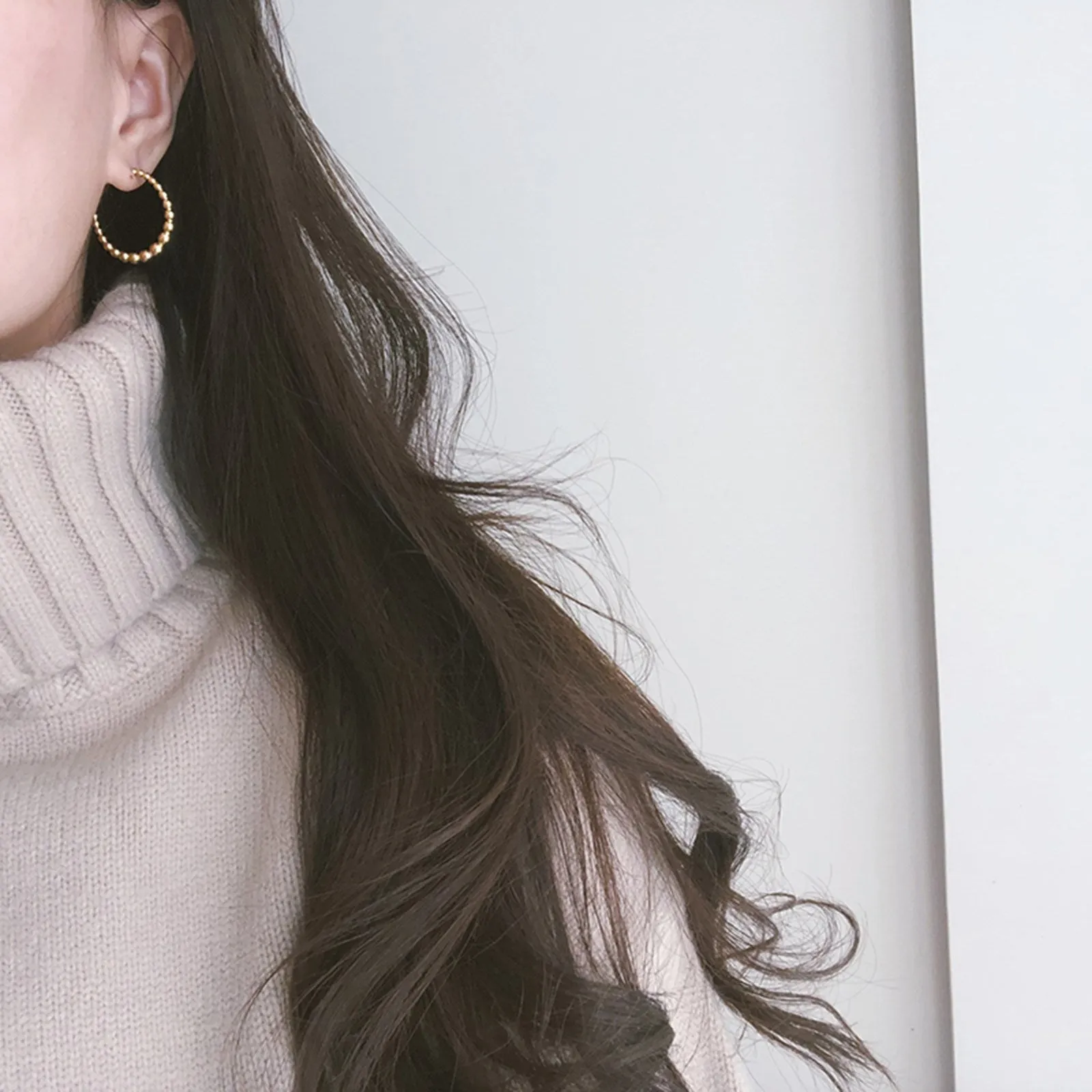 Beaded Large Hoop Earrings