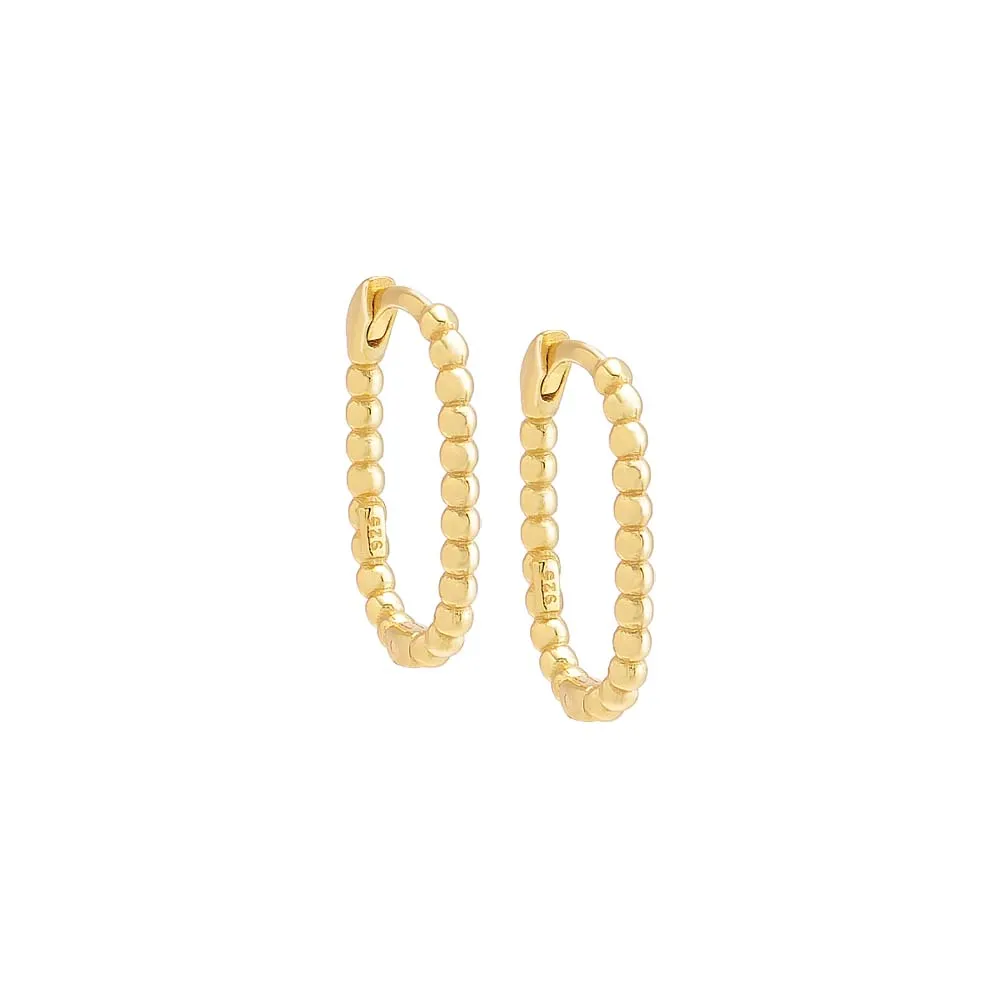 Beaded Oval Shape Huggie Earring