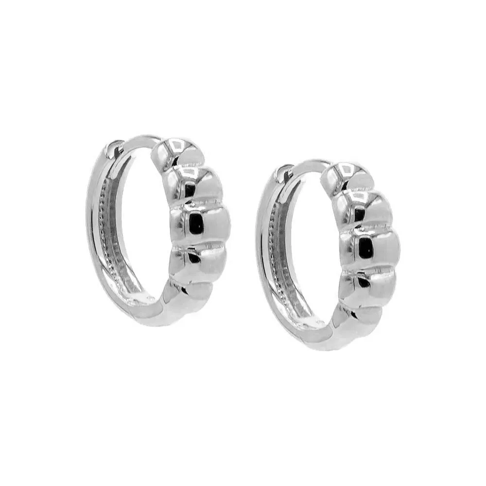 Beaded Puffy Graduated Huggie Earring 14K