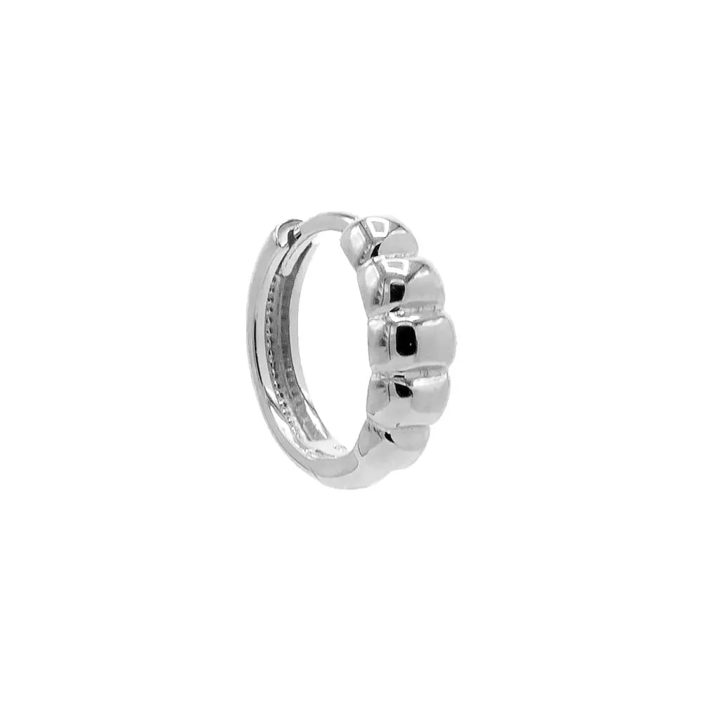 Beaded Puffy Graduated Huggie Earring 14K