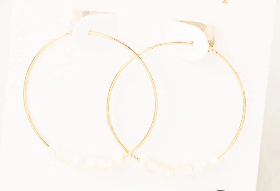 Beaded Thin Hoop Earrings
