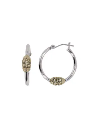 Beaded Two Tone Hoop Earrings