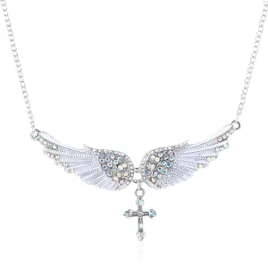 Beautiful Rhinestone Necklaces Pendants Angel Wings Cross Fashion Jewelry