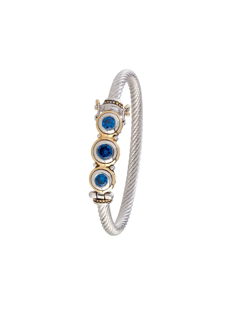 Beijos Three Stone CZ Wire Bracelet