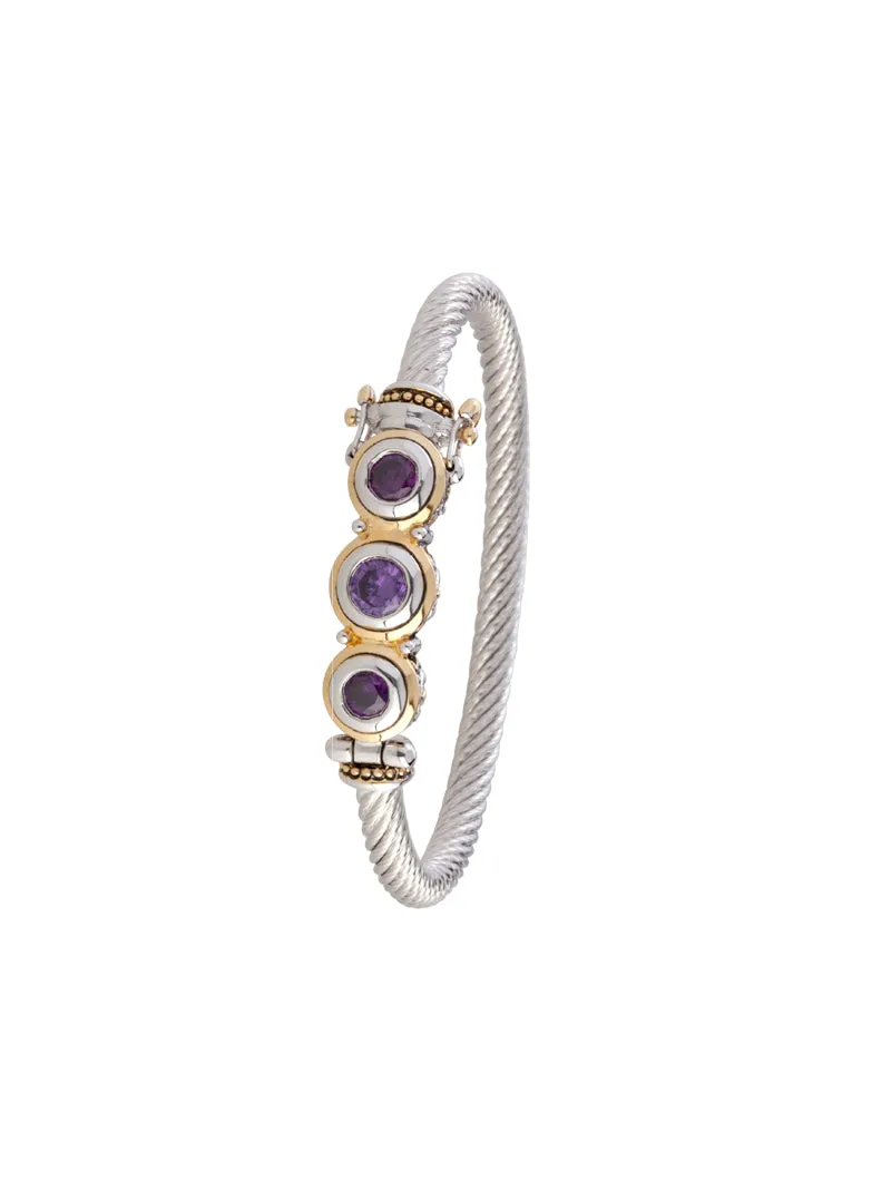 Beijos Three Stone CZ Wire Bracelet