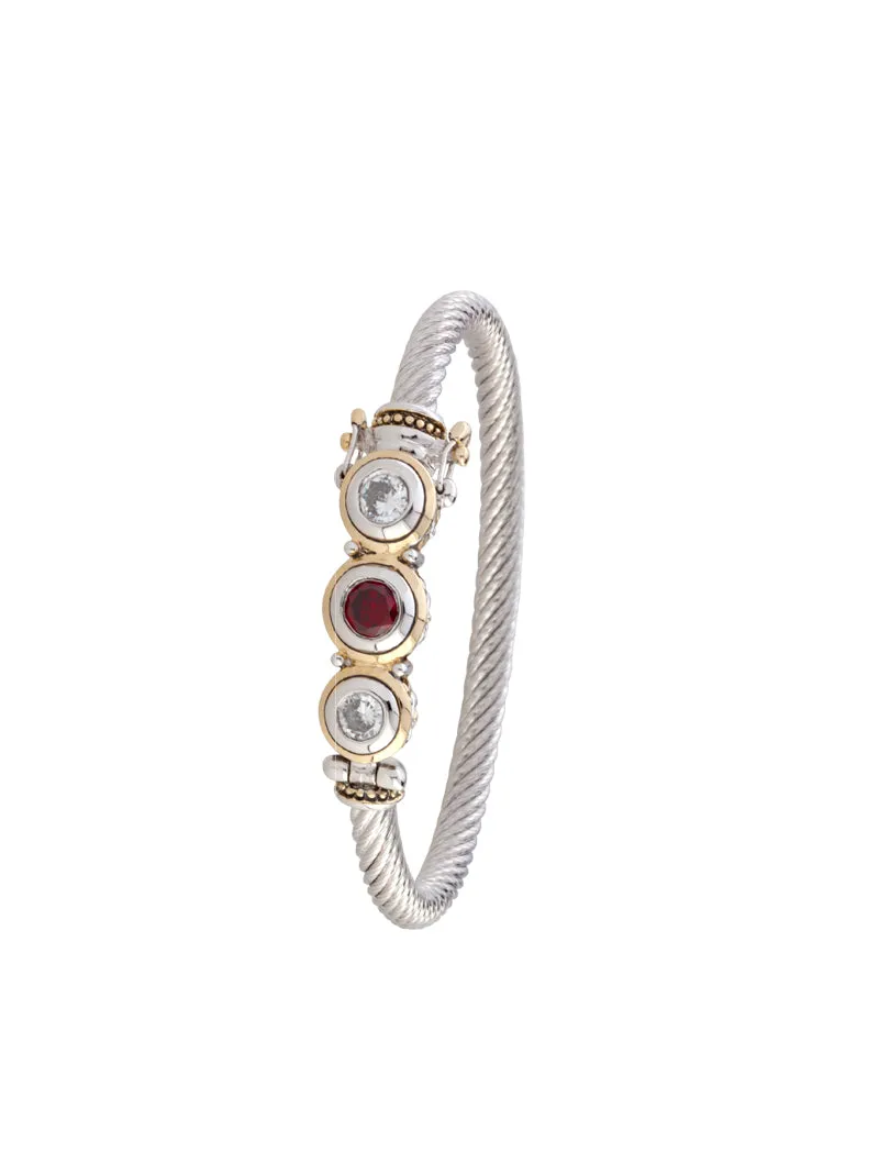 Beijos Three Stone CZ Wire Bracelet