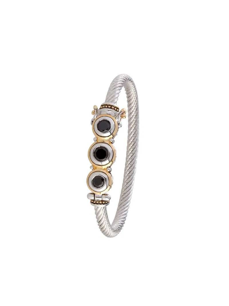 Beijos Three Stone CZ Wire Bracelet