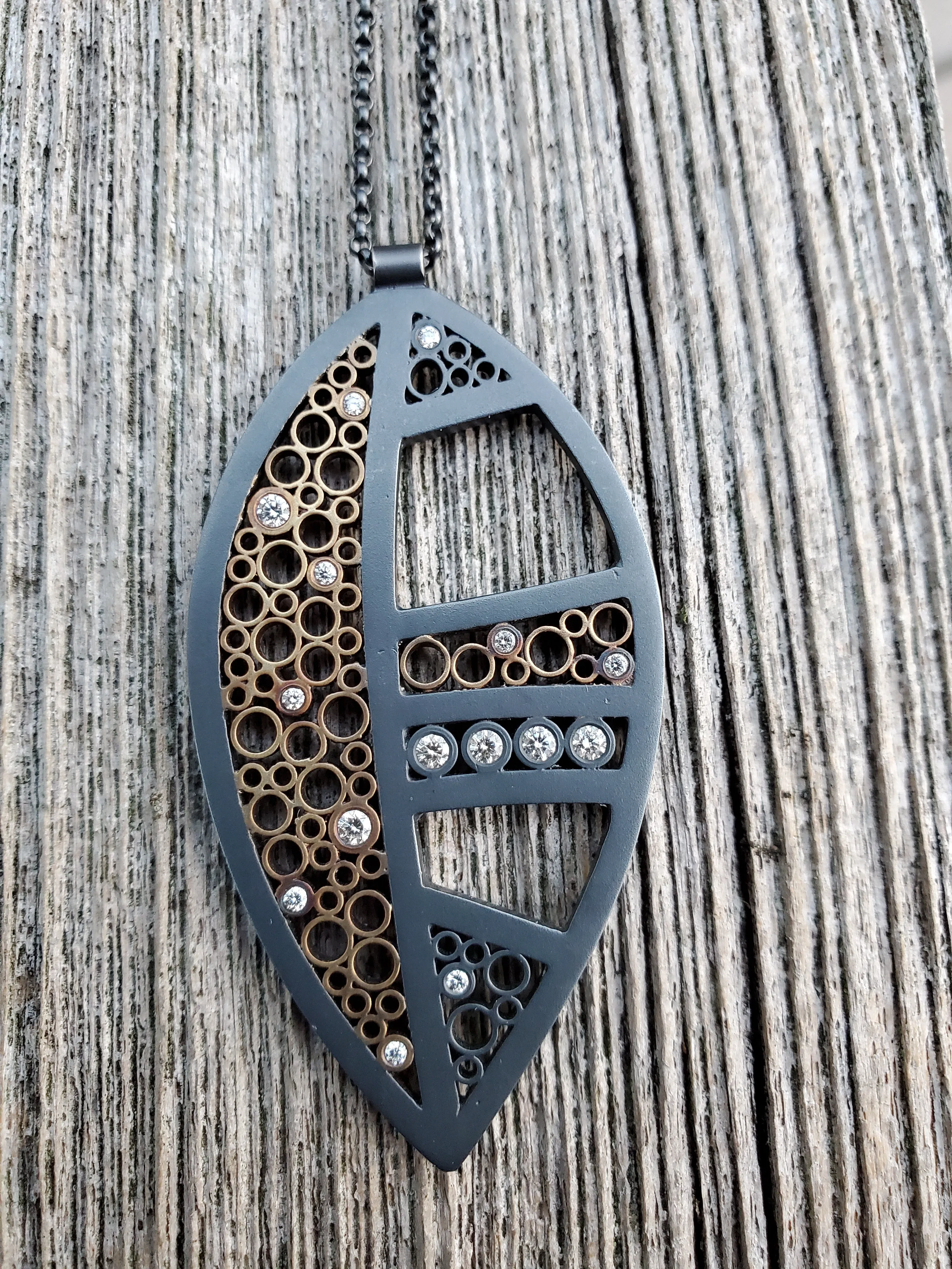 Belle Brooke Cielo Deco Leaf Dia Pendant