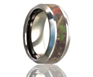 Beveled Edge Timber Leaf Camo Titanium Ring