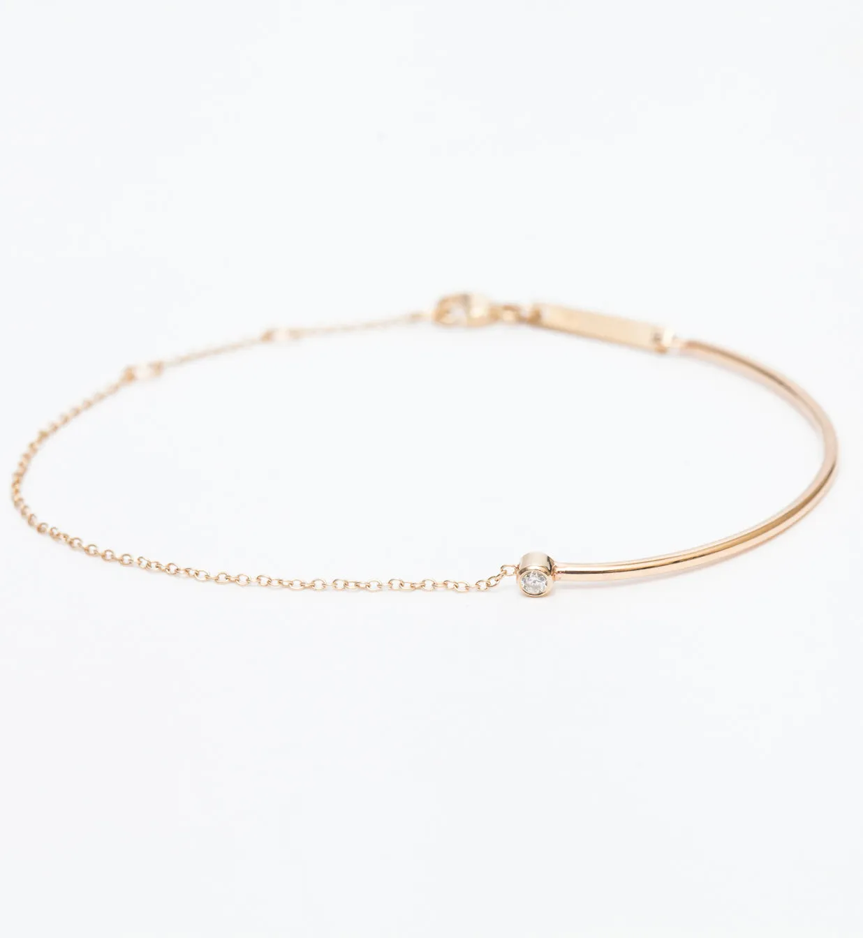 Bezel Diamond Wire & Chain Bracelet