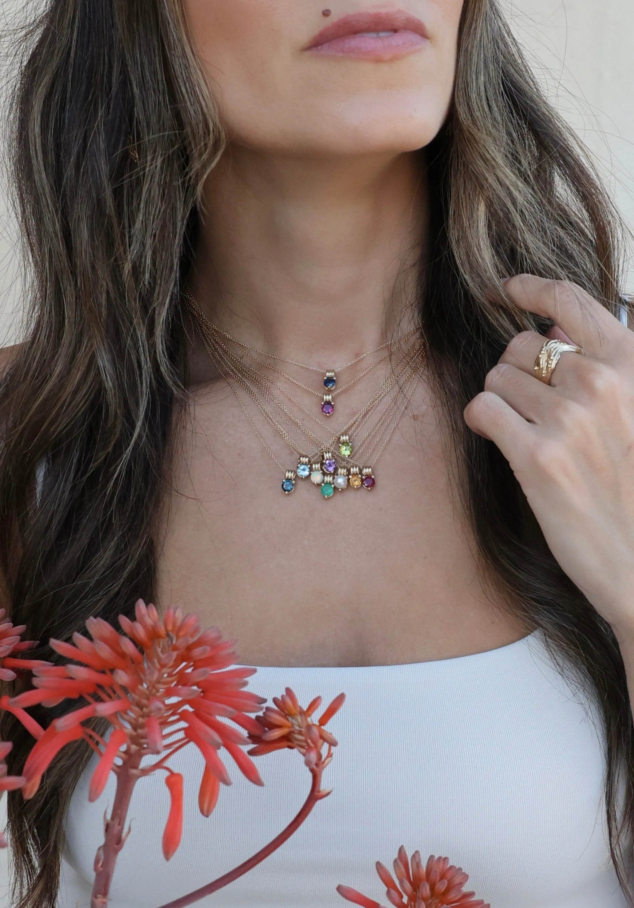 Birthstone Triple Orbit Necklace