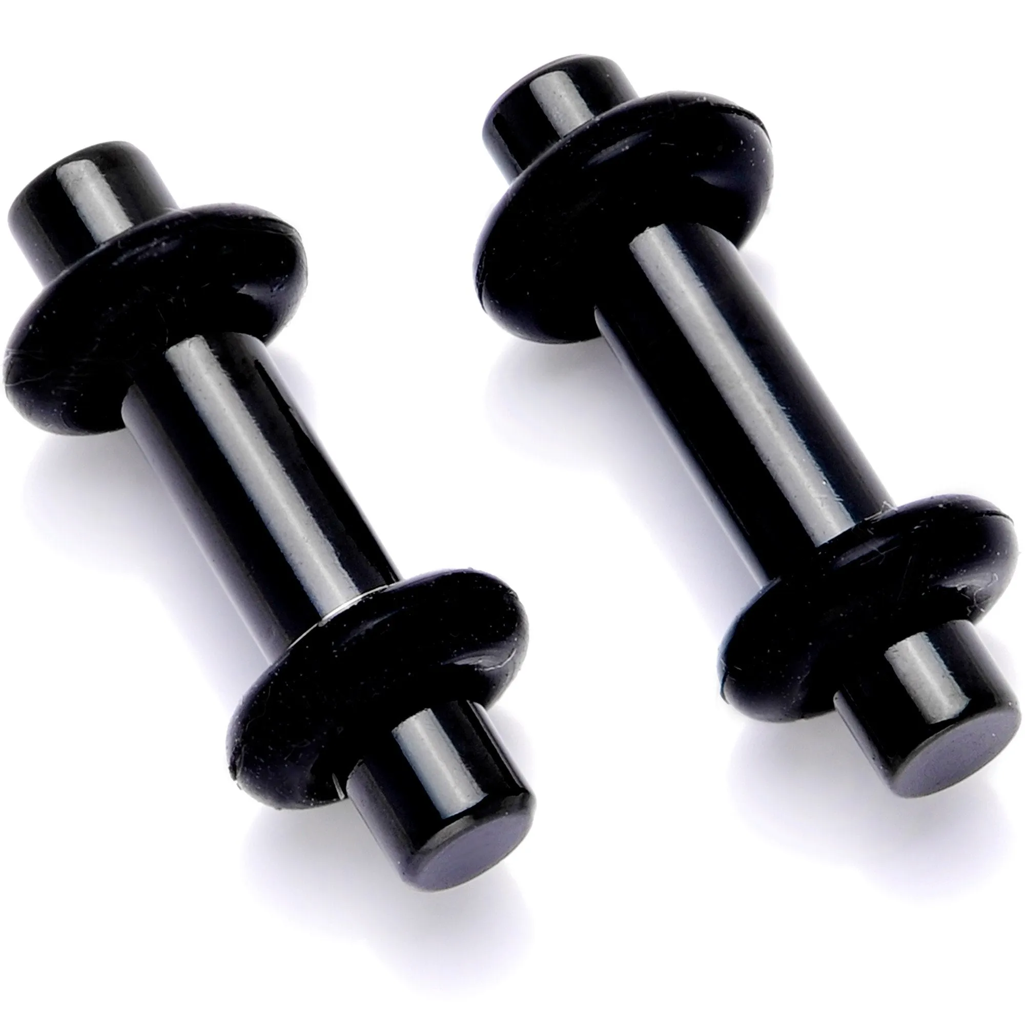 Black Anodized Titanium Micro Straight Plug Set 14 Gauge to 8 Gauge