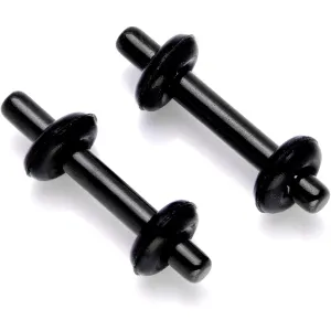 Black Anodized Titanium Micro Straight Plug Set 14 Gauge to 8 Gauge