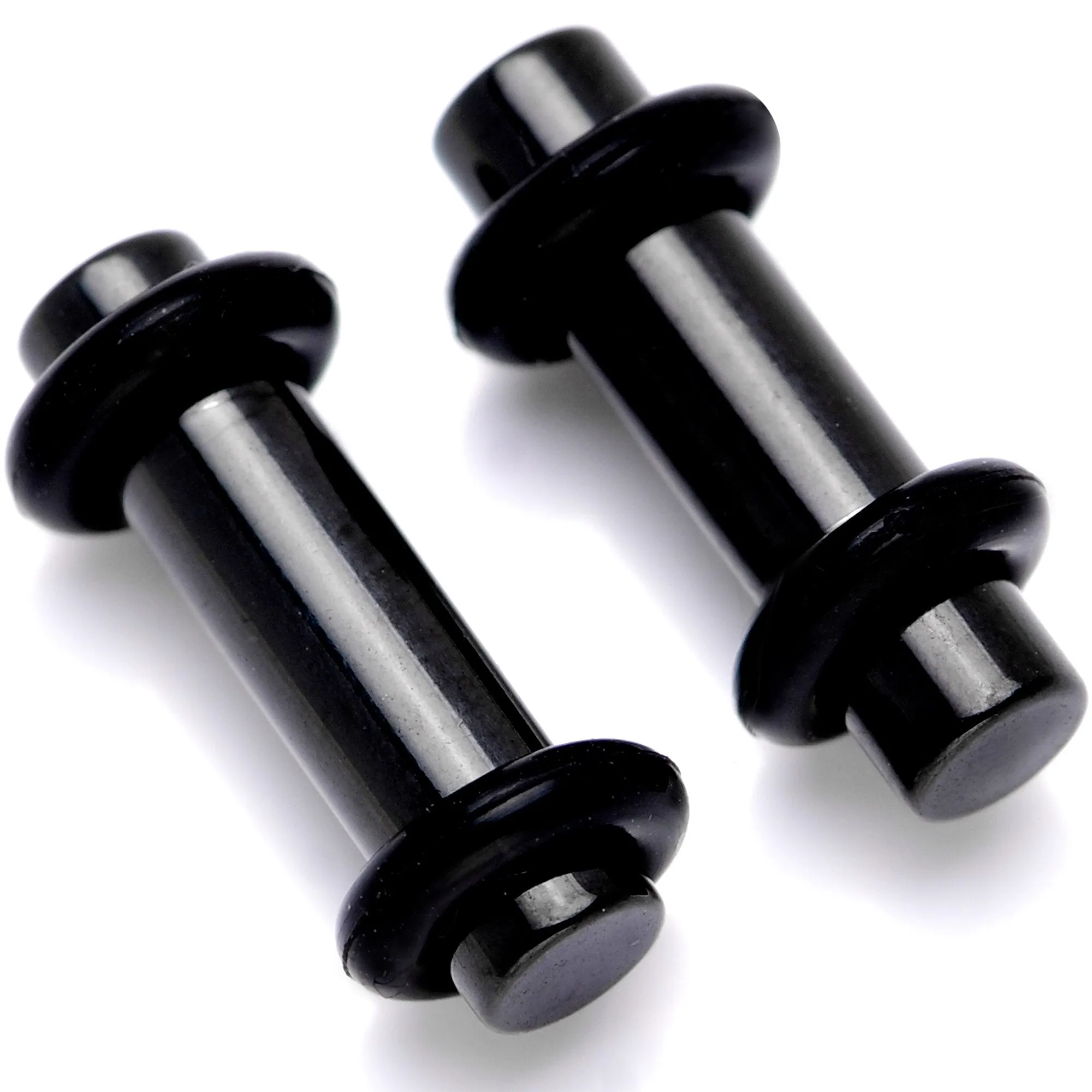Black Anodized Titanium Micro Straight Plug Set 14 Gauge to 8 Gauge