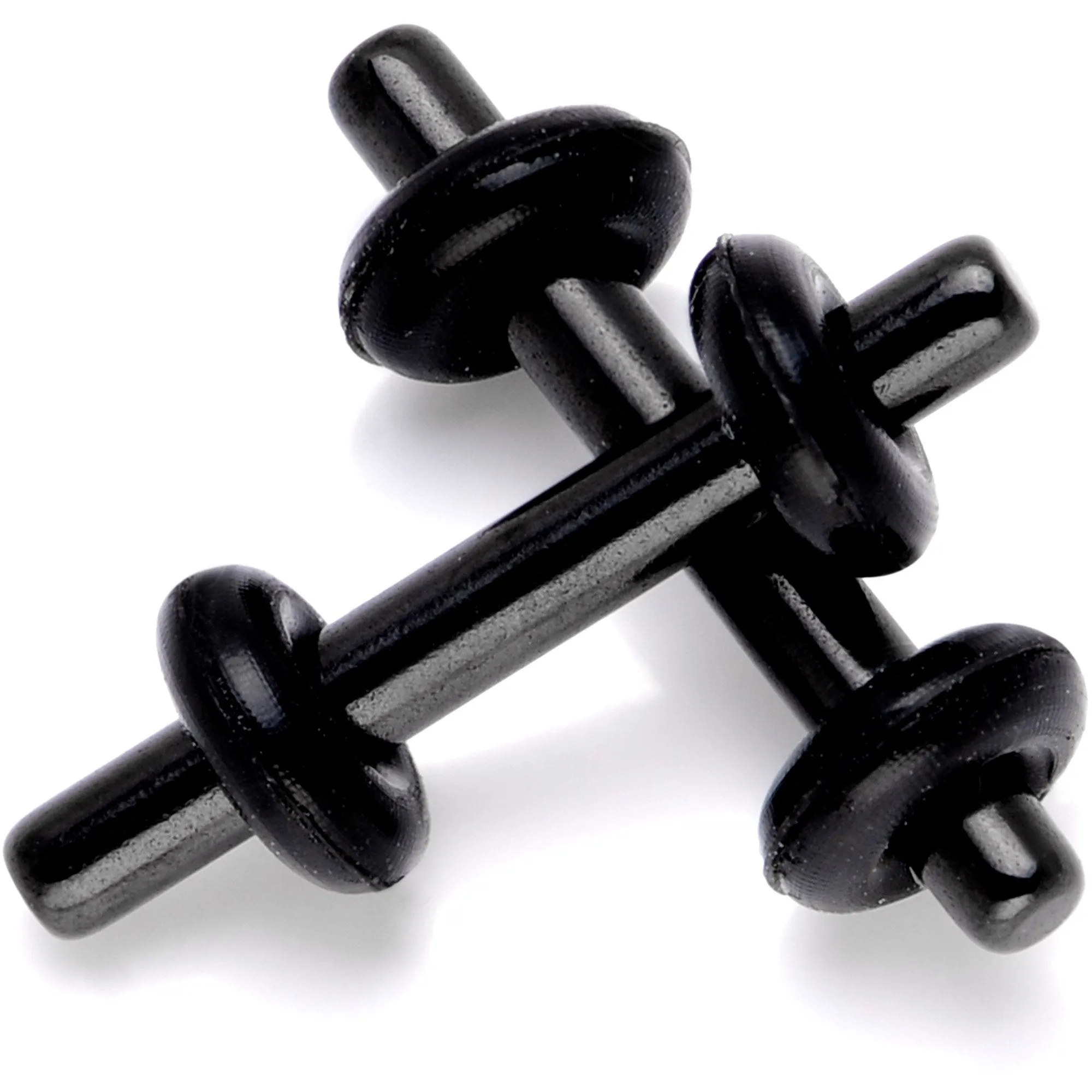 Black Anodized Titanium Micro Straight Plug Set 14 Gauge to 8 Gauge