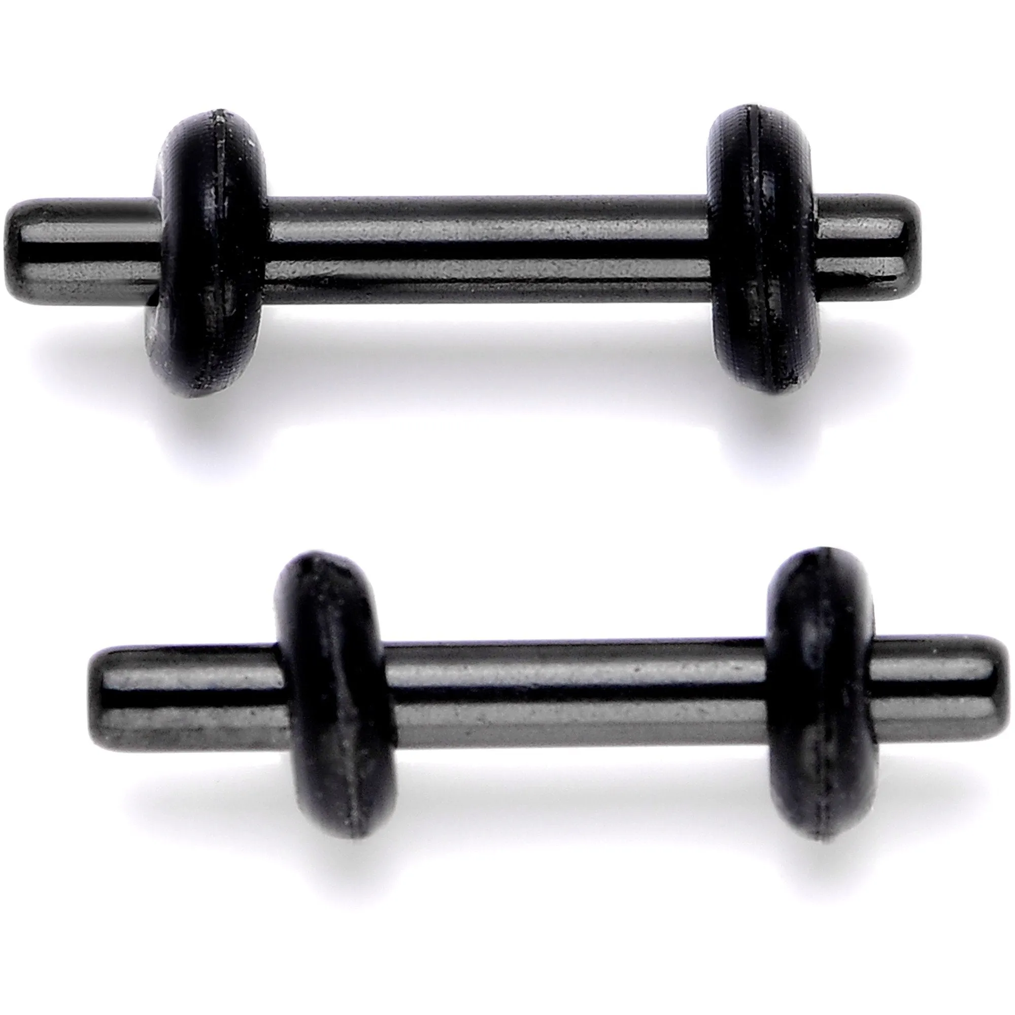 Black Anodized Titanium Micro Straight Plug Set 14 Gauge to 8 Gauge