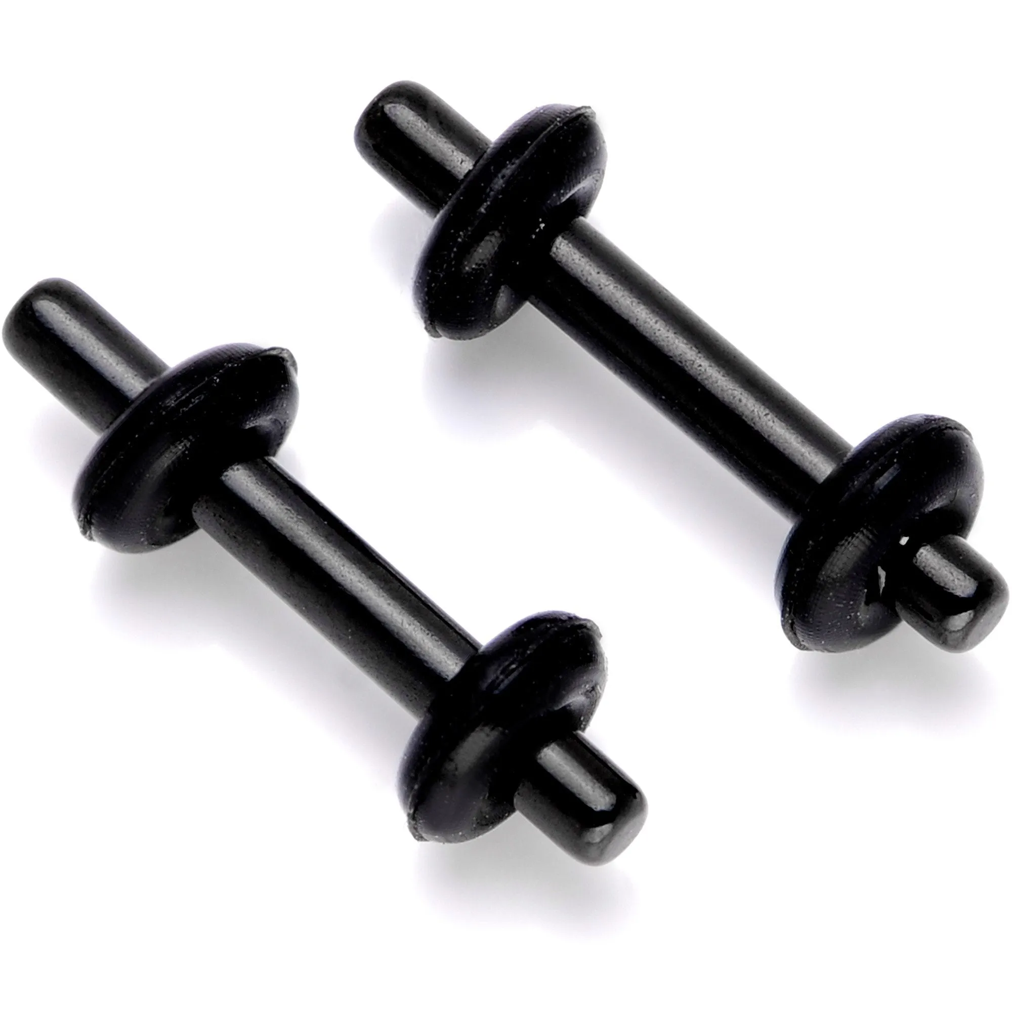 Black Anodized Titanium Micro Straight Plug Set 14 Gauge to 8 Gauge