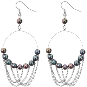 Black Beaded Intertwined Chain Hoop Earrings
