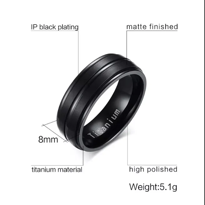 Black Groove Titanium Rings