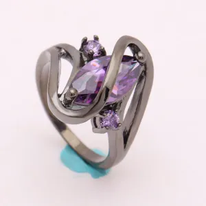 Black Gun Plated Cubic Zirconia Ring